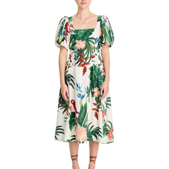 FARM Rio Midnight Macaw Linen Blend Fiesta Dress - Picture 7 of 8